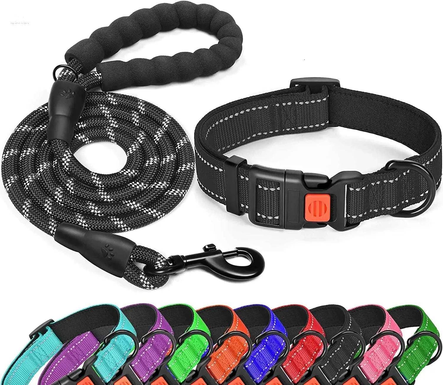 Dog Collar Leash set Traction Rope With Adjustable Reflective