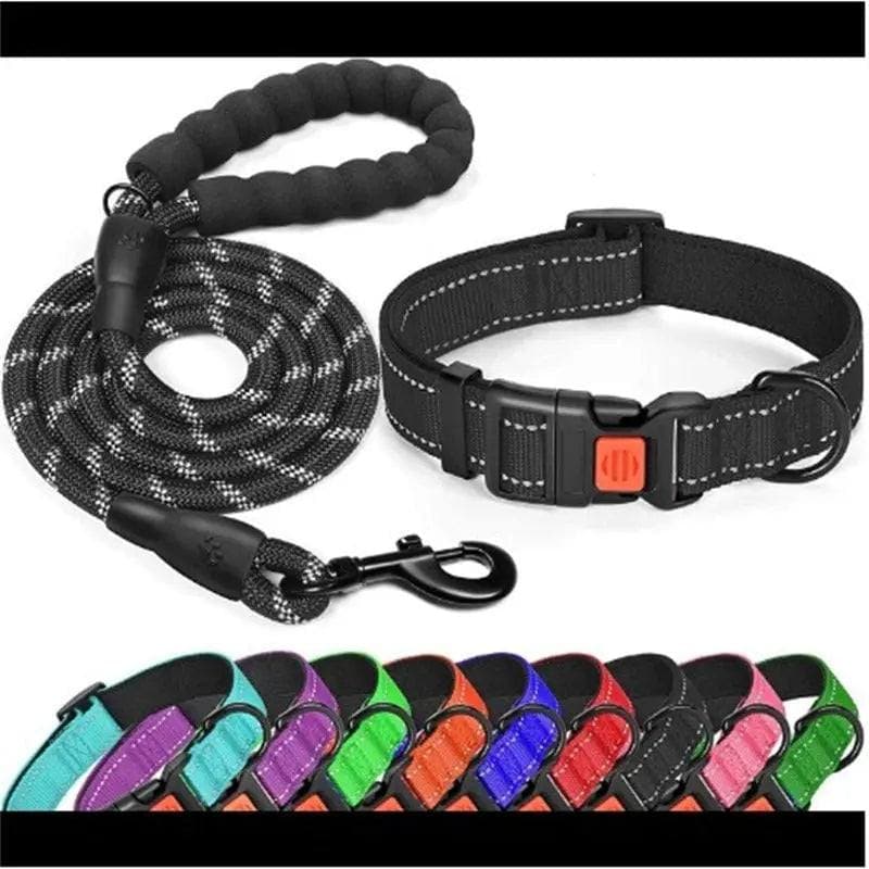 Dog Collar Leash set Traction Rope With Adjustable Reflective